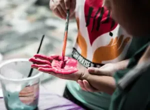 Children hand painting